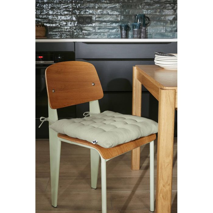 Assise matelassée 16 points "Gaïa" 40 x 40 cm "Gaze de Coton" - Vert d'Eau