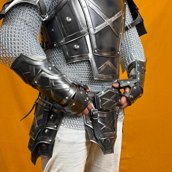 Dwarven Blackened Steel Armor Set Full-Body Knight Cuirass, Pauldrons, Bracers Greaves for LARP, Cosplay Collectors