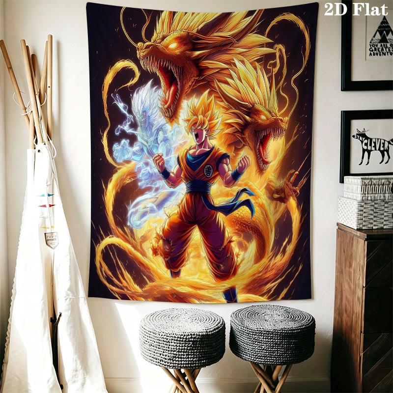 Son Goku Wall Tapestry Aesthetic Wall Hanging Printed Fabric Blanket Decorative Tapestries For Bedroom Living Room Home Decor