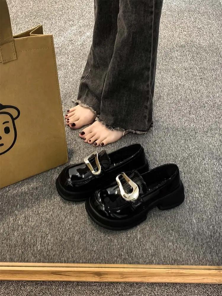 Fashion Ladies Pumps with Medium Heels Cute Round Toe Platform Women's Shoes Kawaii Loafers High Quality Chic and Elegant Lastest Casual