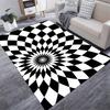 Клетчатый ковер Черно-белый 3D принт Оптическая иллюзия Декор для гостиной Коврик с геометрическим узором Нескользящий Домашний декор