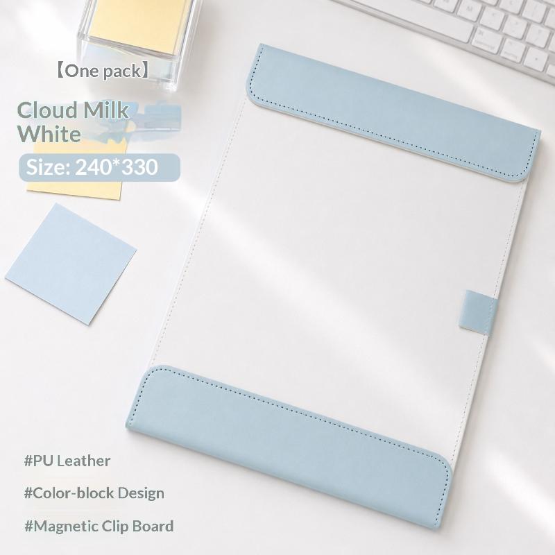 1Pc A4 PU Leather Clipboard Magnetic Buckle Wear Resistant Surface for Architect Site Drawing Design Draft Board