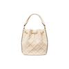 Tory Burch Fleming Logo Brass Accents Pleated Quilted Leather Bucket Bag Women handbags Cream-White 142565-122