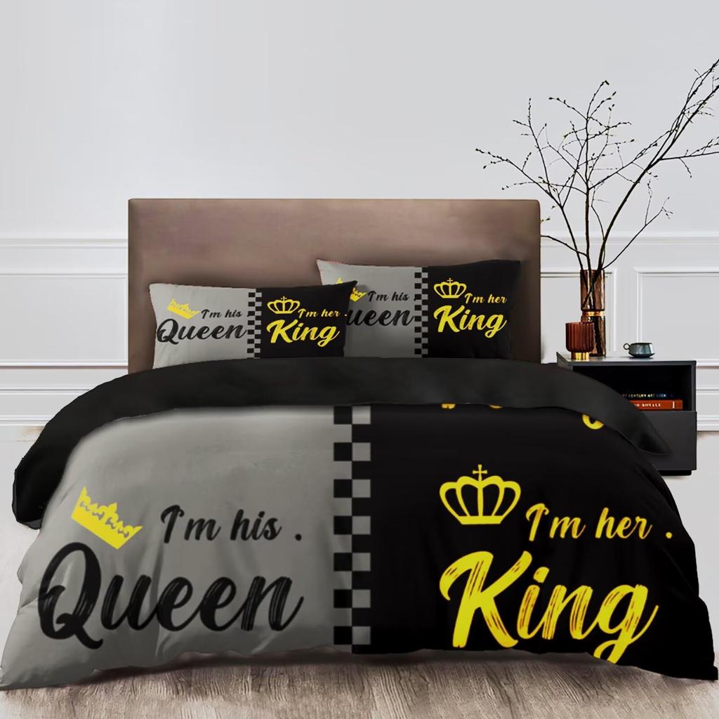 Luxury Crown Duvet Cover Set Vintage Red And Black Comforter Cover Romantic Wedding Queen King Bedding Sets Valentines Day Gift