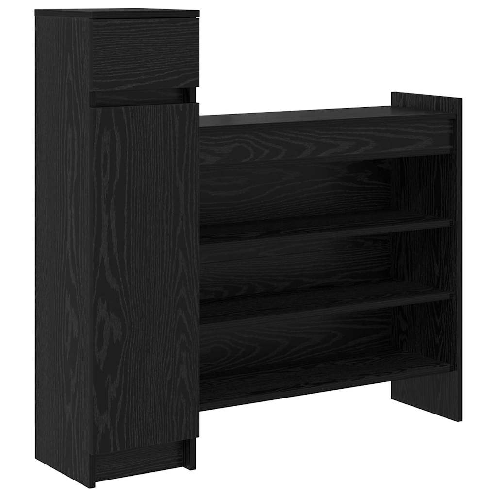 Shoe Cabinet with Shelf Black Oak Effect 100.5 x 28 x 100 cm