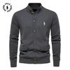Ralph Lauren Осень-Зима Новый мужской топ-кардиган с вышивкой, Высококачественный однотонный свитер Business Casual для мужчин