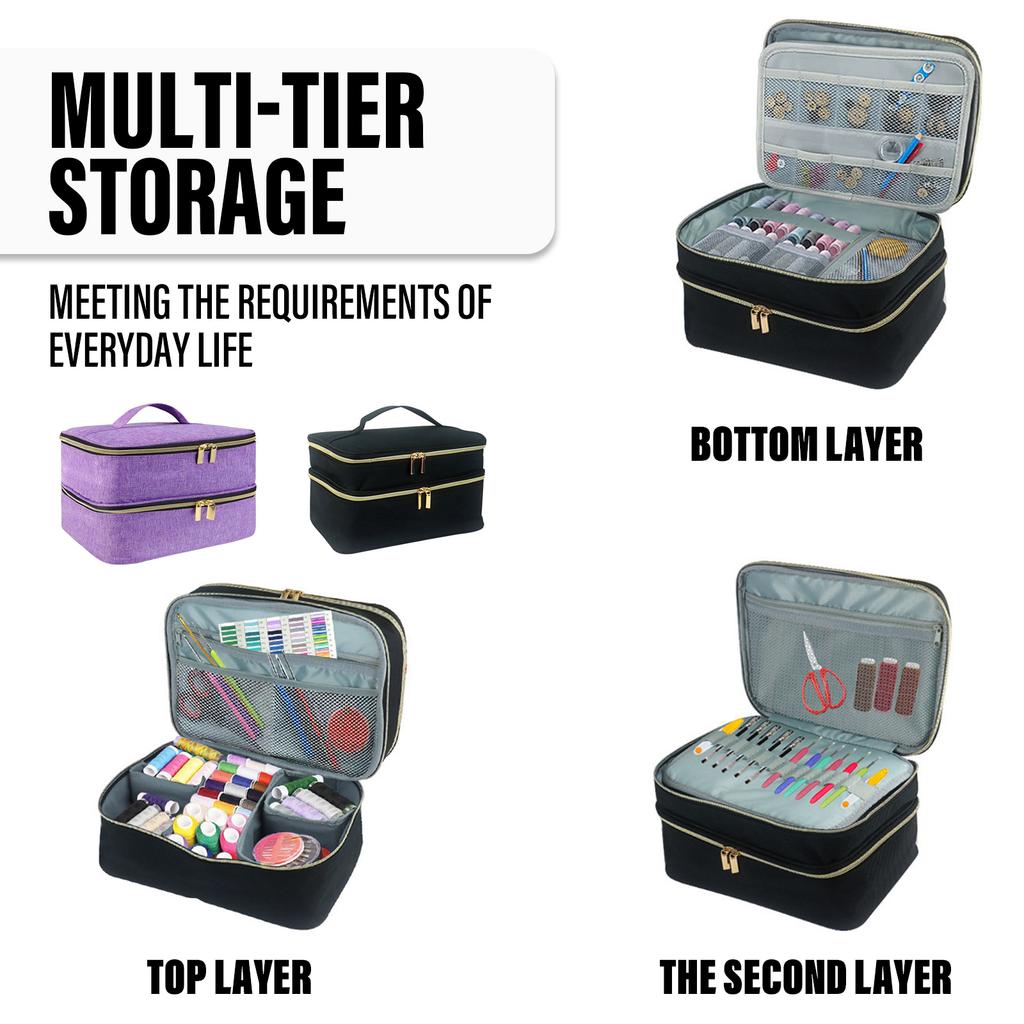 Multi Functional Sewing Accessory Pouch Sewing Class Essential Bag Double Layer Organizers Bag for Tools and Materials