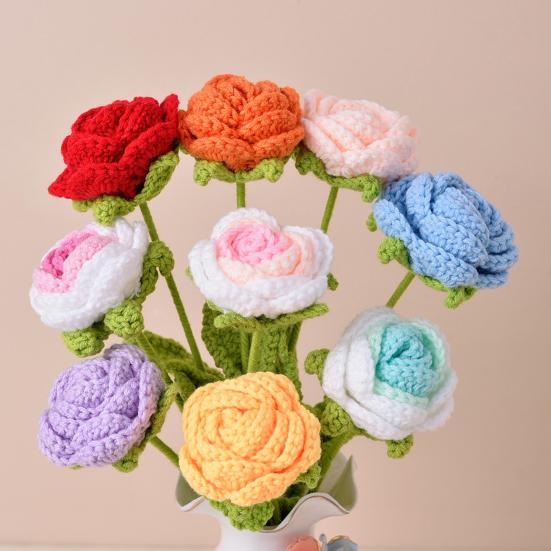 Имитация цветов Ручная работа Ароматизированный Вязаный Крючком Искусственный Цветок со Стальной Проволокой