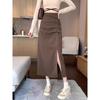 2024 High Waist Slit Mid-length A-line Korean Style Skirt
