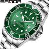Sanda's Новый Ретро Стальной Ремень Флуоресцентный Календарь Мужские Простые Зеленые Водяные Призраки Автоматические Механические Часы