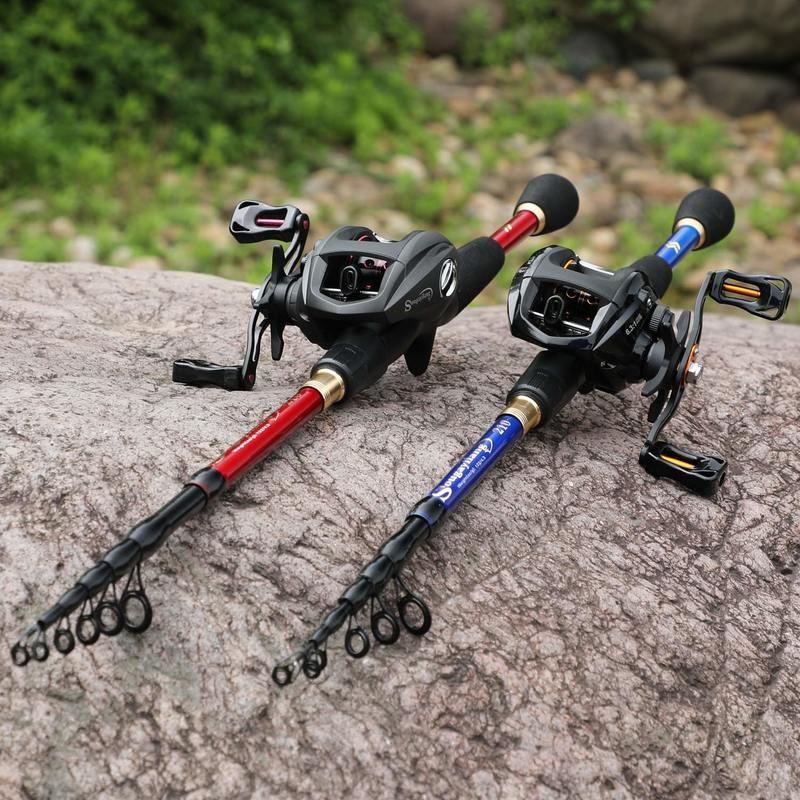 Telescopic Fishing Rod 12+1BB Baitcasting Reel Bass Freshwater Saltwater Outdoor Travel Fishing Tackle Rod Combo