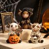 Dark Style Resin Figurine 3Pcs Halloween Highland Cow Figurines, Cattle Statues of Grim Reaper, Modern Farmhouse Table Decor Mummy & Ghost,
