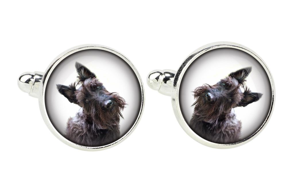 Scottish terrier, Aberdeen Terrier, Scottie, Aberdeenie - cufflinks and tie with your photo, a suit decoration, men's jewelry from the Art-Dog brand.