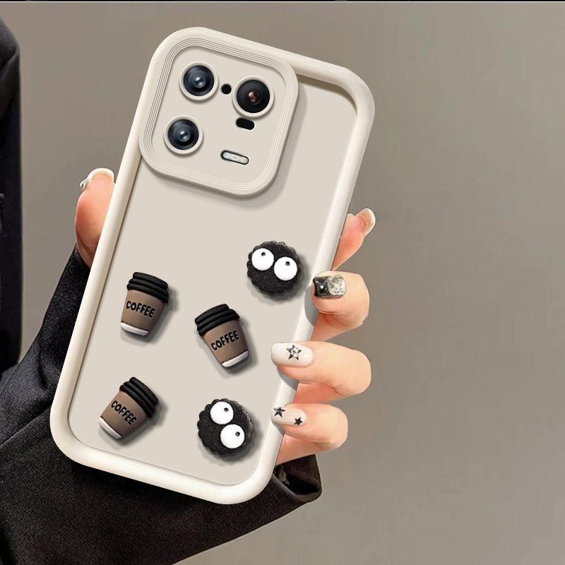 Cute Cartoon 3D Coffee Liquid Silicone Soft Case For Motorola E22 G10 G20 G30 G54 G9Play Lens Protective Cover Moto G14