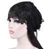 2CPS Women's Ethnic Style Flower Hat Hollow Single-Layer Pull-On Hat Rhinestone Retro Head-Wrapping Dual-Use Headscarf Hat
