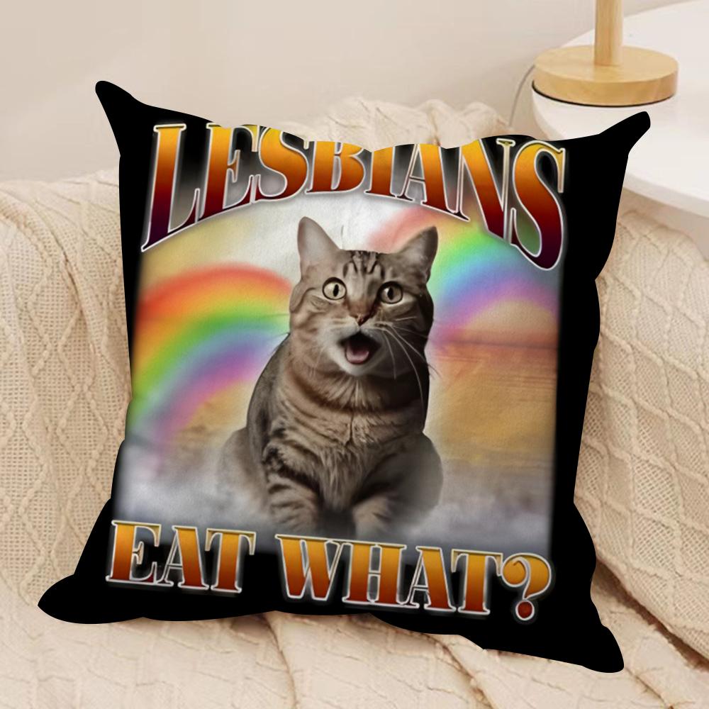 Funny Lgbtq eat what Cushion Cover Soft Plush Fabric DoubleSided Printed Cushion Covers for All Seasons Modern Home Decor