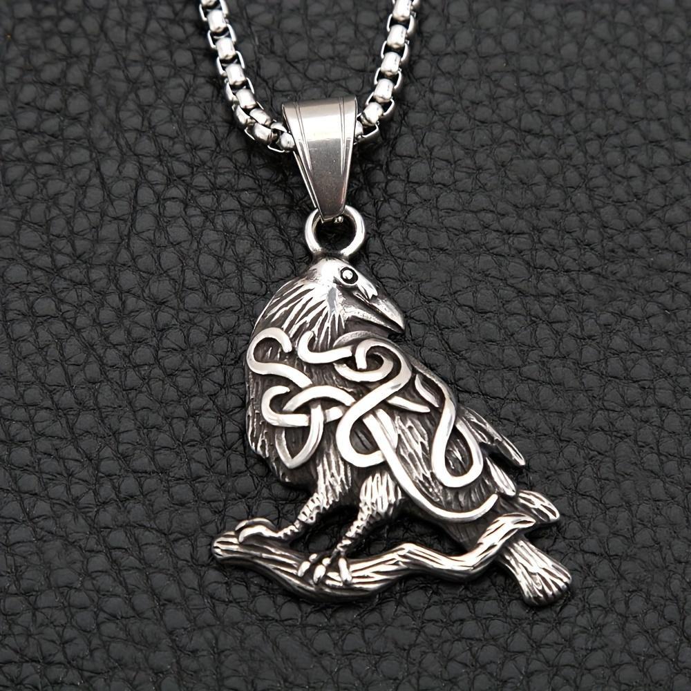 Винтажное ожерелье из скандинавской мифологии, ожерелье с подвеской в стиле панк, кельтский узел, Odin Crow, мужские ювелирные изделия в стиле викингов, подарок на день рождения, аксессуары