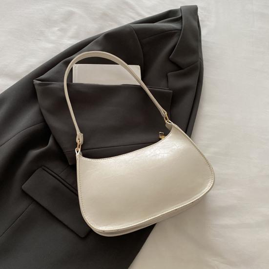 Women Retro Shoulder Bag Faux Leather Underarm Bag Purse Classic Tote Handbag with Zipper Closure for Street Party Work