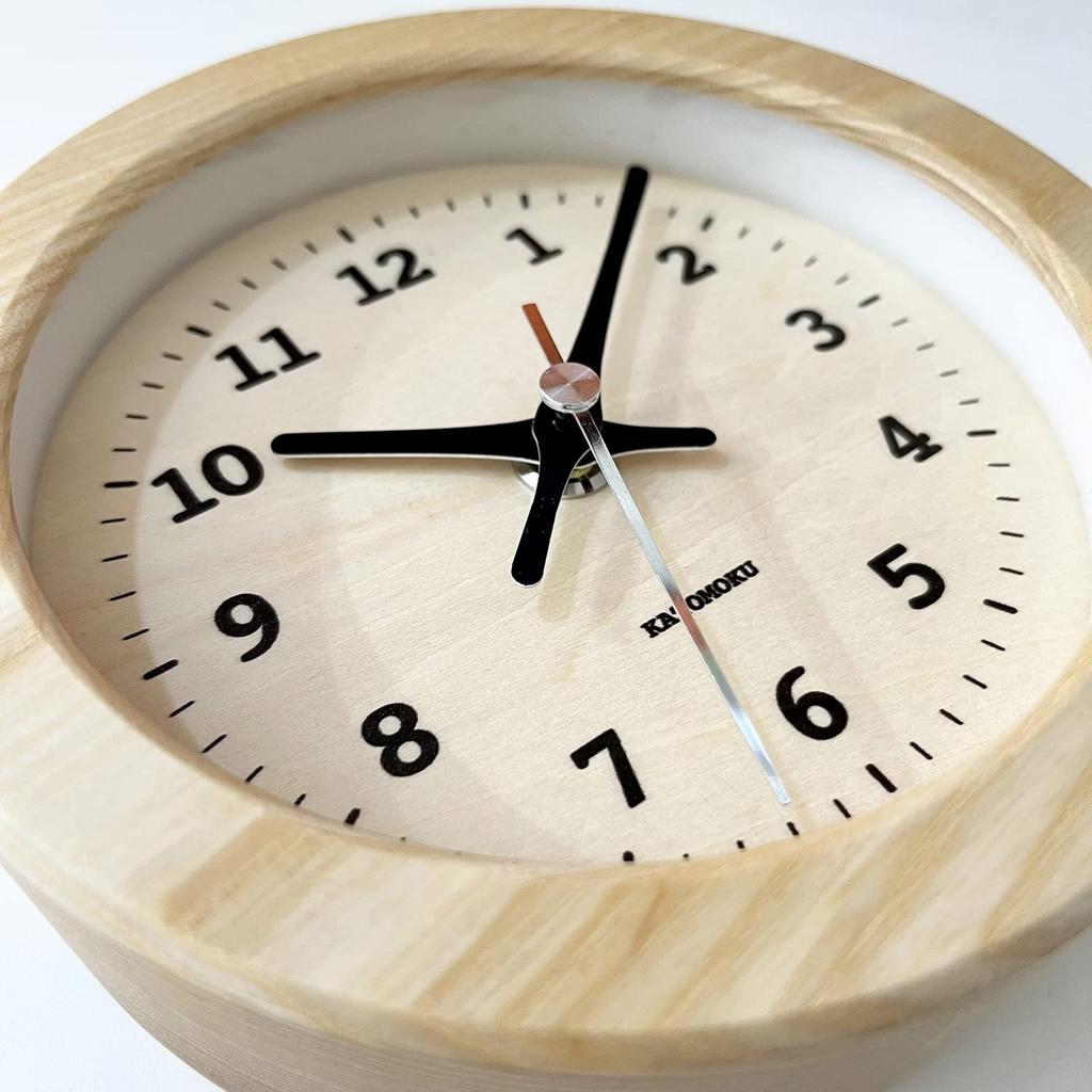 KATOMOKU Dual Use Clock 7 Natural Wall or Table Clock Radio Controlled Clock Continuous Second Hand Diameter 15cm km-132NARC