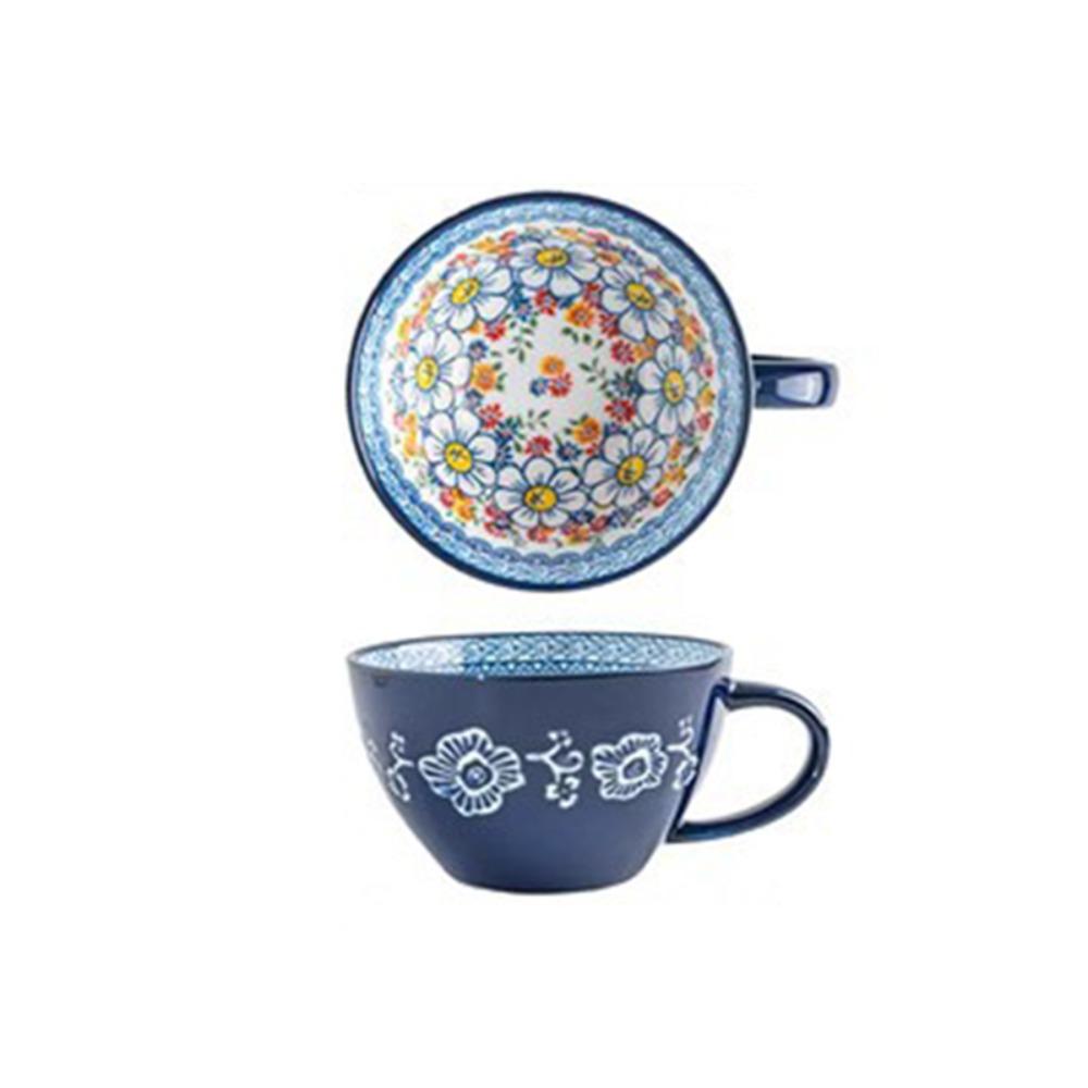 Ceramic Coffee Mug Retro Oatmeal Cup Creative Bohemian Breakfast Cup Friend Gift