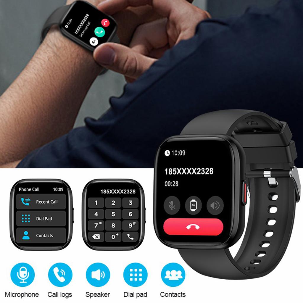 P114 Смарт-часы с 1,85-дюймовым экраном и поддержкой Bluetooth-звонков, мониторингом здоровья и стильным спортивным дизайном