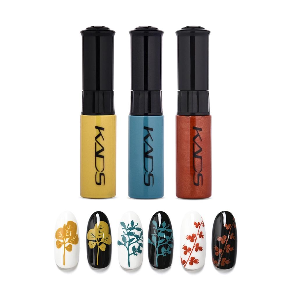 kads 3 шт./компл. лак для стемпинга ногтей, цветной белый, золотой, черный, серебряный лак для печати, лак для дизайна ногтей, ручка для маникюра, лак