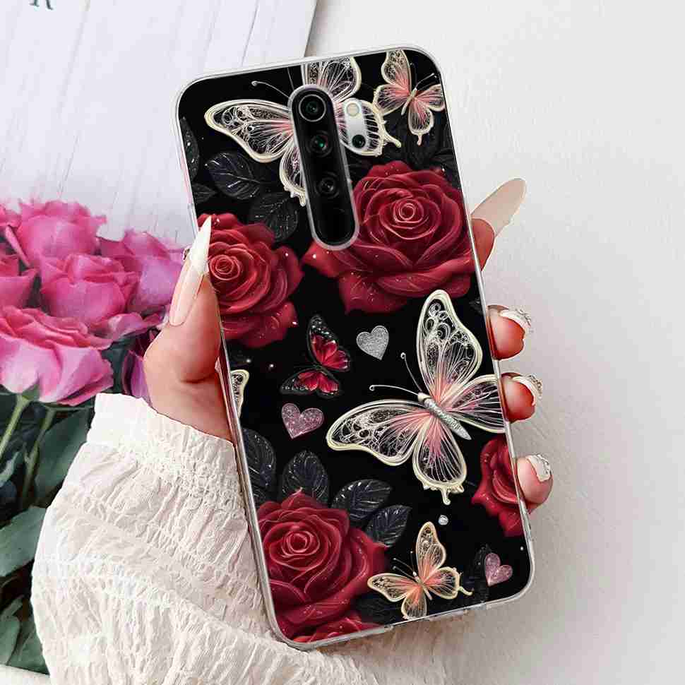 For Xiaomi Redmi Note 8 Pro 6.53" Case Luxury Flower Bow Soft Silicone TPU Cover For Redmi Note8 Pro note 8pro Shockproof Shell
