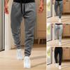 Men Spring Fall Pants with Pockets Elastic Waist Sweatpants Stretchy Solid Color Loose Casual Style Sport Trousers for Running Cycling