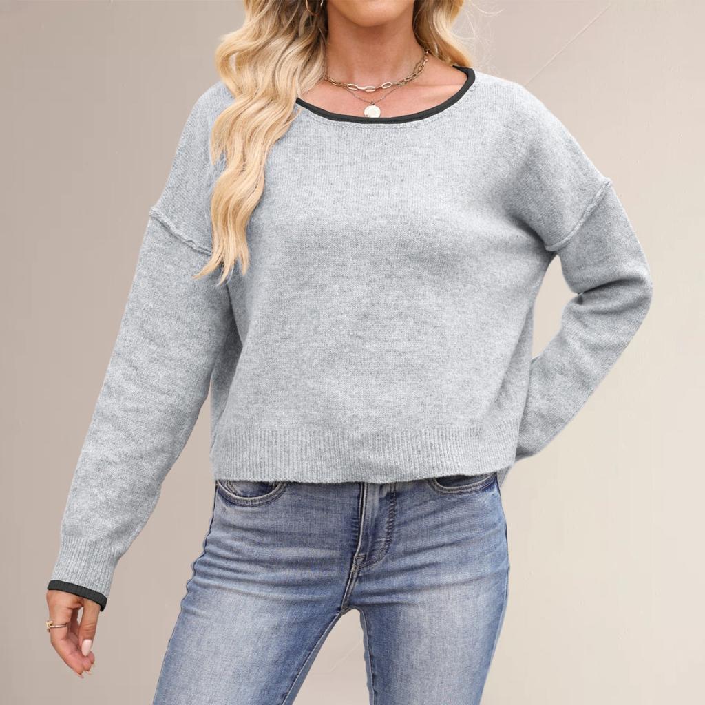 Женский модный повседневный пуловер с круглым вырезом, колор-блоком, свободного кроя, на все случаи жизни