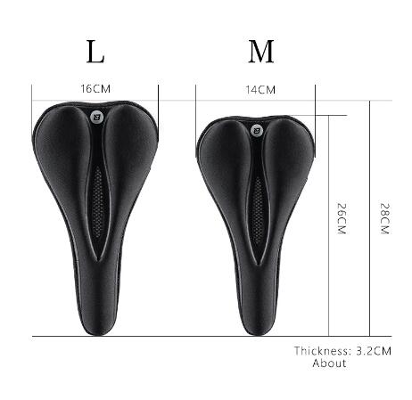 Gel bicycle seat cover with memory foam, size M - black