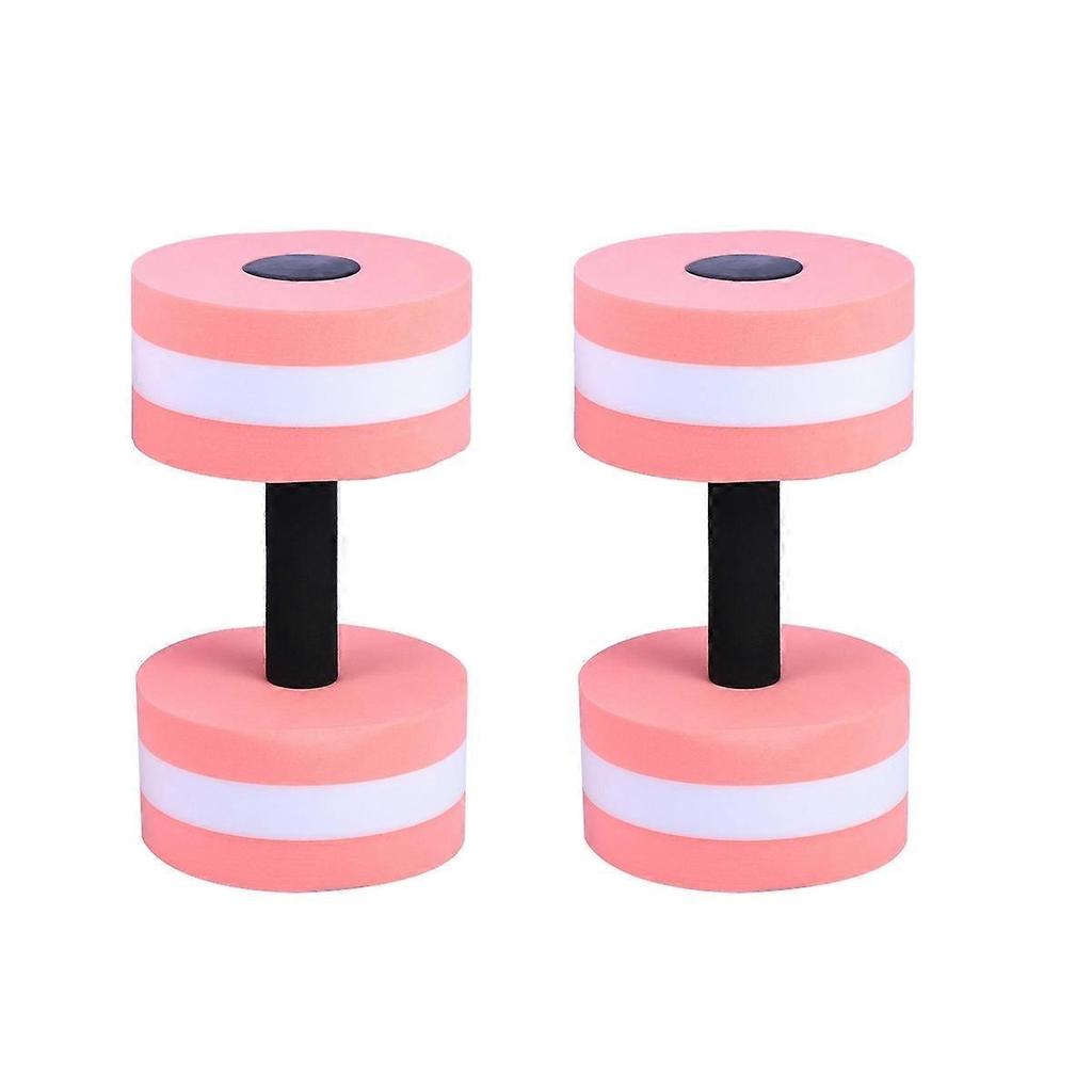 2PCS Water Exercise Dumbbells EVA Aquatic Barbells Hand Grip for Water Aerobics (Pink)