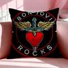 Band BBon Jovi Cushion Cover Breathable Linen Pillowcase Summer Odorless EcoFriendly Invisible Zipper Washable
