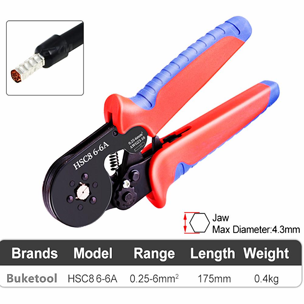 Обжимные клещи для наконечников, инструменты для трубчатых клемм HSC8 6-4A/6-6A/16-6(макс. 0,08-16 мм²)Бытовые электроприборы для щипцов для проводов