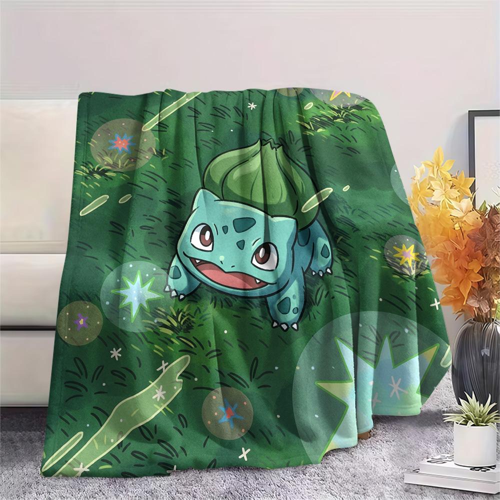 Bulbasaur Print Flannel Blanket, Ultra Soft High Quality All Seasons Warm Throw, Home Decor Cozy Blanket, Perfect Christmas Gift