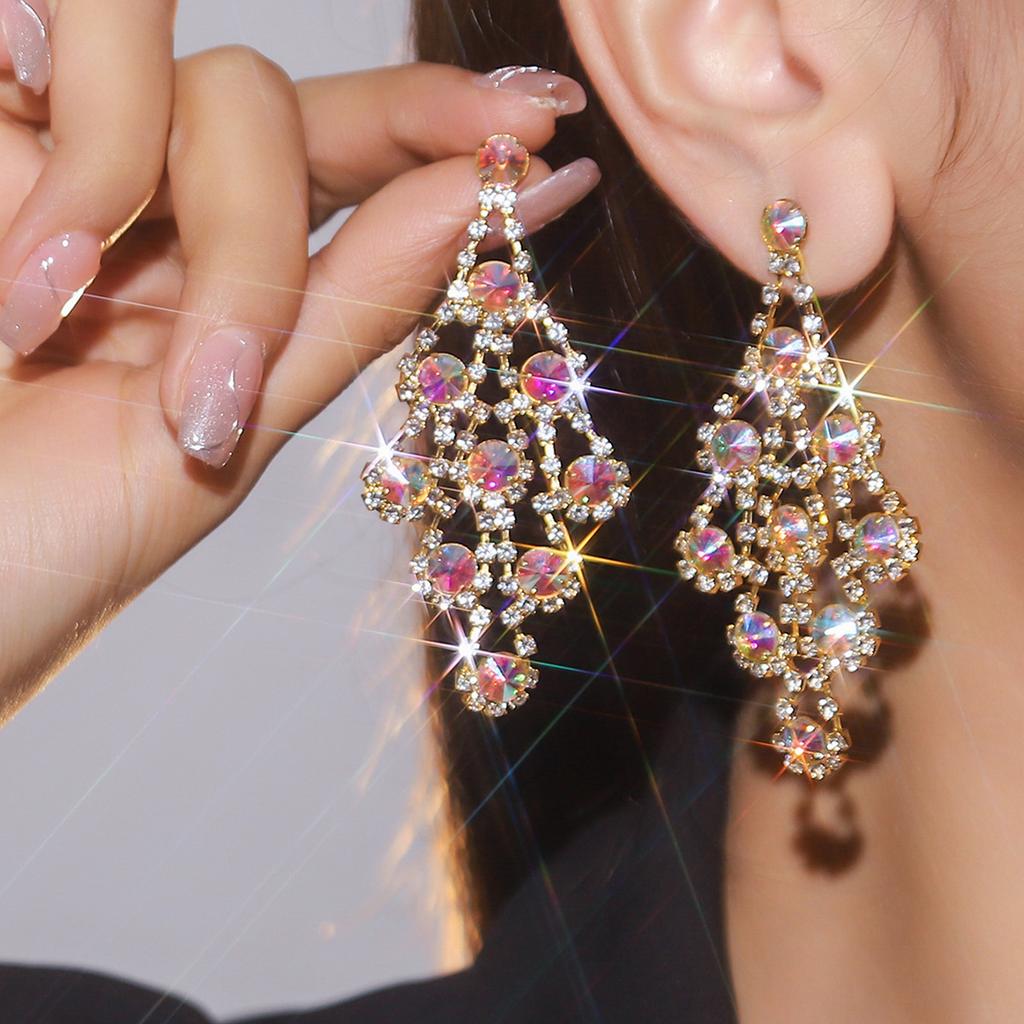 Новые высококачественные роскошные сверкающие серьги со стразами, сексуальные серьги для уличной съемки невесты, серьги для ночного клуба, выпускные серьги, женские серьги, 1 пара