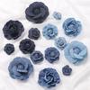 3/5 шт. 3,5/4,5/5/7/7,5 см Джинсовый Искусственный Синий Тканевый Цветок Камелии для Свадебного Декора Женский Ручной Работы Тканевый Корсаж Аксессуар