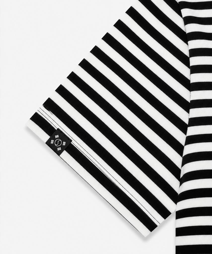 LENGAGEMENT Small Heart Slim Stripe Short Sleeve T-Shirt [Black-Ivory]