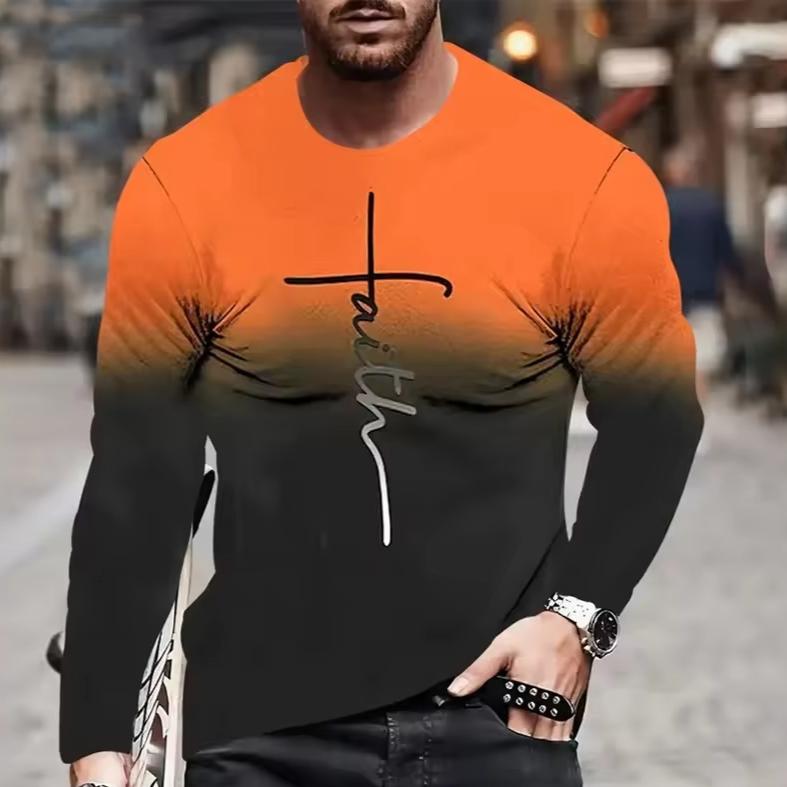 Fashion Letter Faith 3D Print T-Shirts Men Women O-Neck Long Sleeved T Shirt Oversized Pullovers Harajuku Tees Tops Kid Clothing