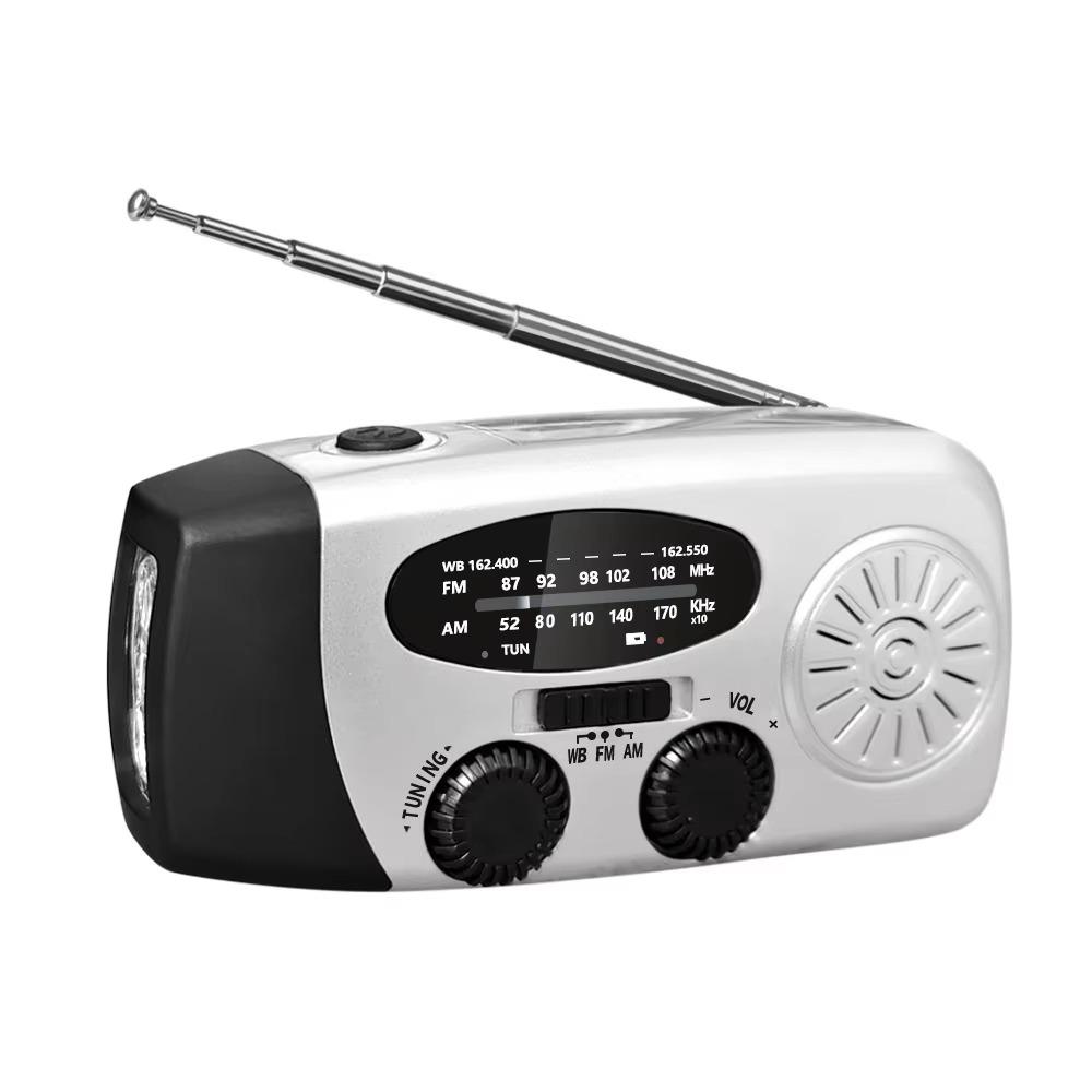 Multifunctional Emergency Radio with LED Flashlight FM AM WB NOAA Solar Radio Hand Crank Powered 600mAh