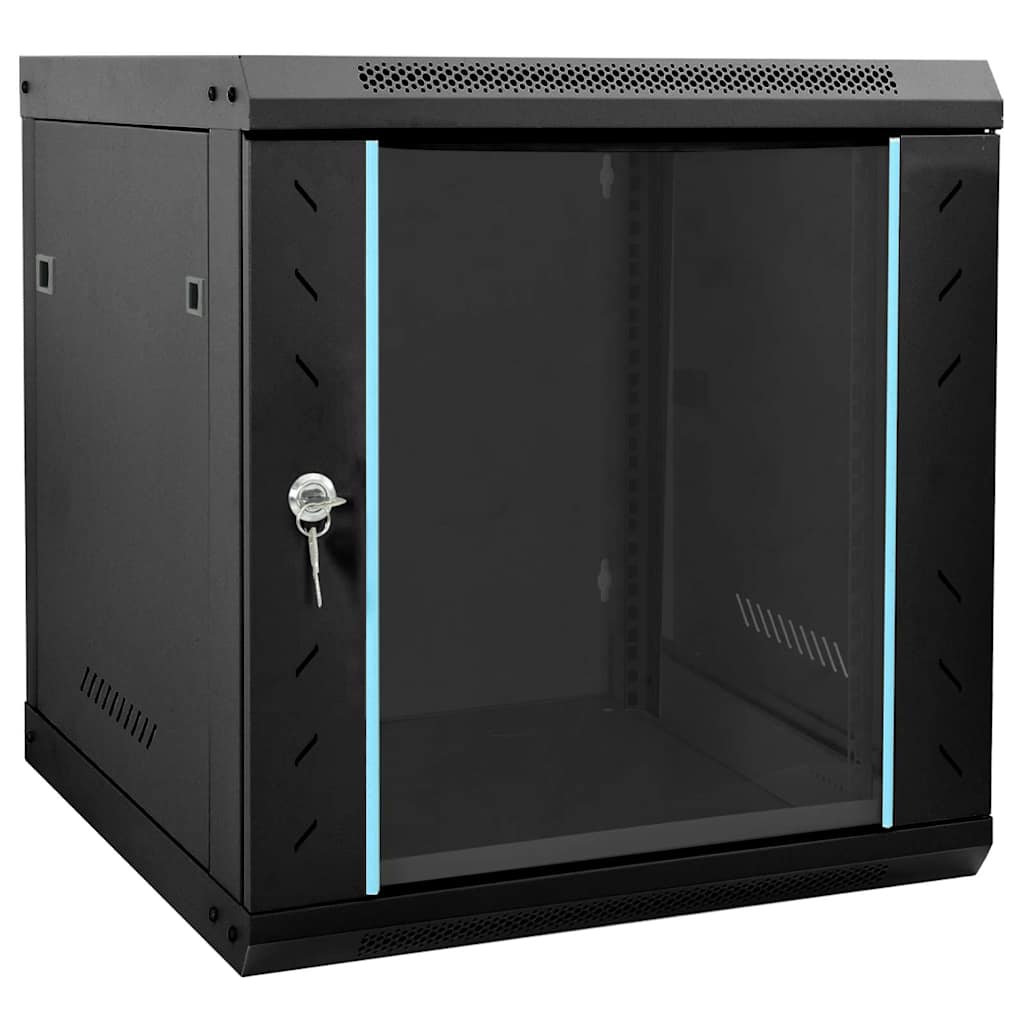 Wall Mounted Network Cabinet with Storage Black 53 x 60 x 60 cm Steel