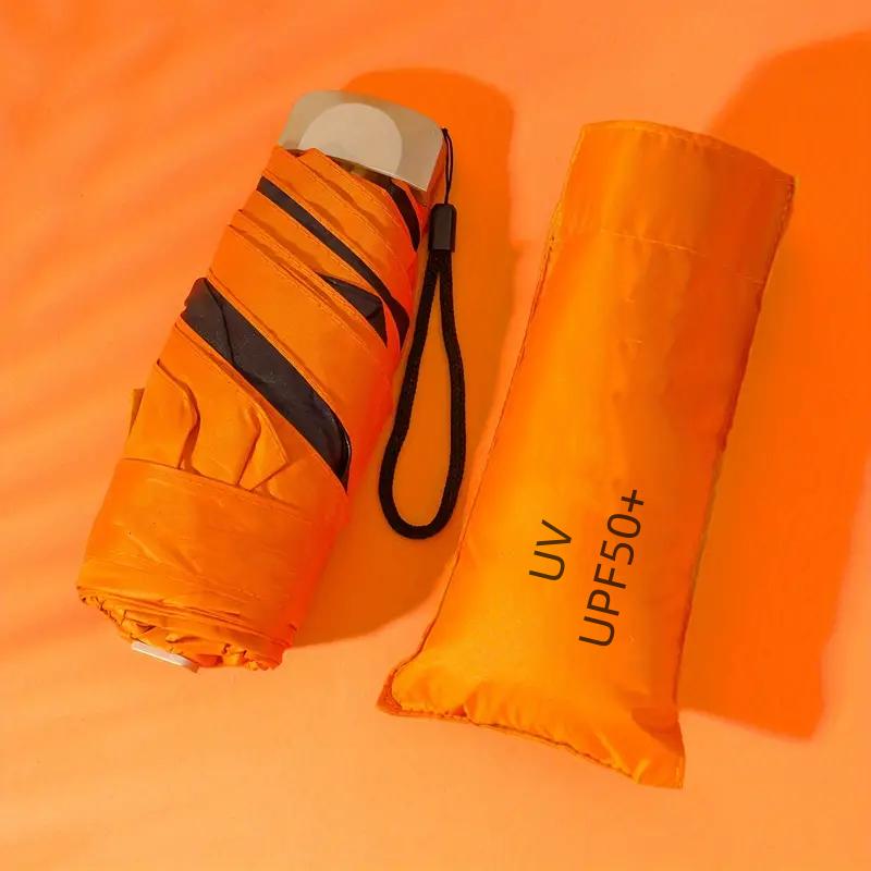 Мини-зонт от солнца, небольшой карманный дождевик, дорожный зонт, виниловый складной зонт, защита от ультрафиолета, козырек от солнца, карманный зонтик, капсула