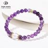 Jingde Jewelry Браслет из натурального аметиста 3A и белого кристалла с круглыми бусинами для женщин