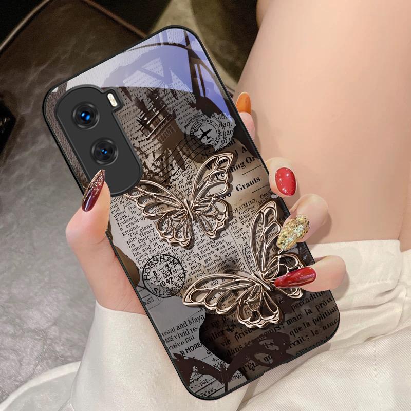 Винтажная Бабочка Для Honor 200 90 8X 9X Pro Lite P50 P40 Nova 10 11i P60 Magic4 6 Mate 20 50 Закаленное Стекло Чехол Для Телефона