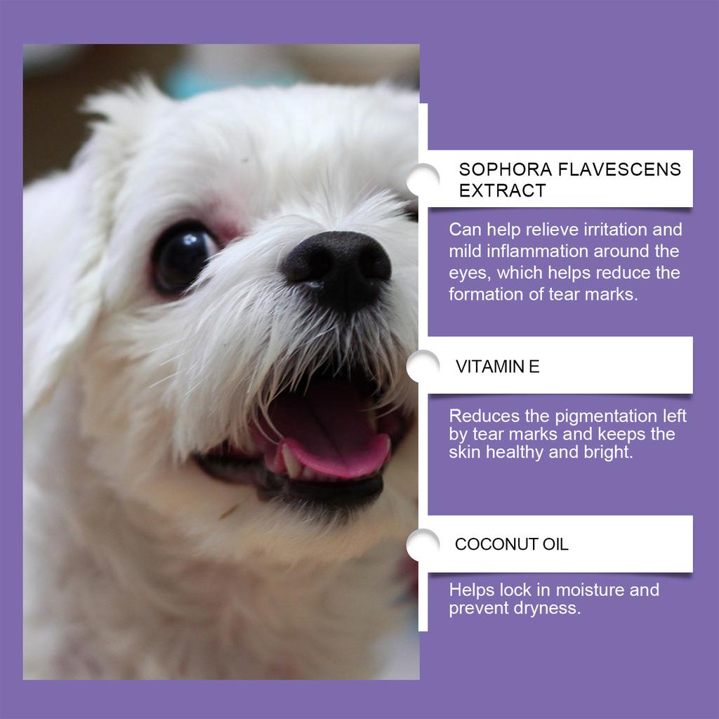 Крем для глаз от пятен от слез у собак Питательный крем от пятен от слез у домашних животных Линия для удаления пятен от слез у собак Длинношерстная собака