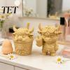 Cute Desktop Ornament 2Pcs Highland Cow Figurine, 3D Printed Bubble Tea Statues, Cartoon Animal Sculpture Summer Farmhouse Style Ornaments,
