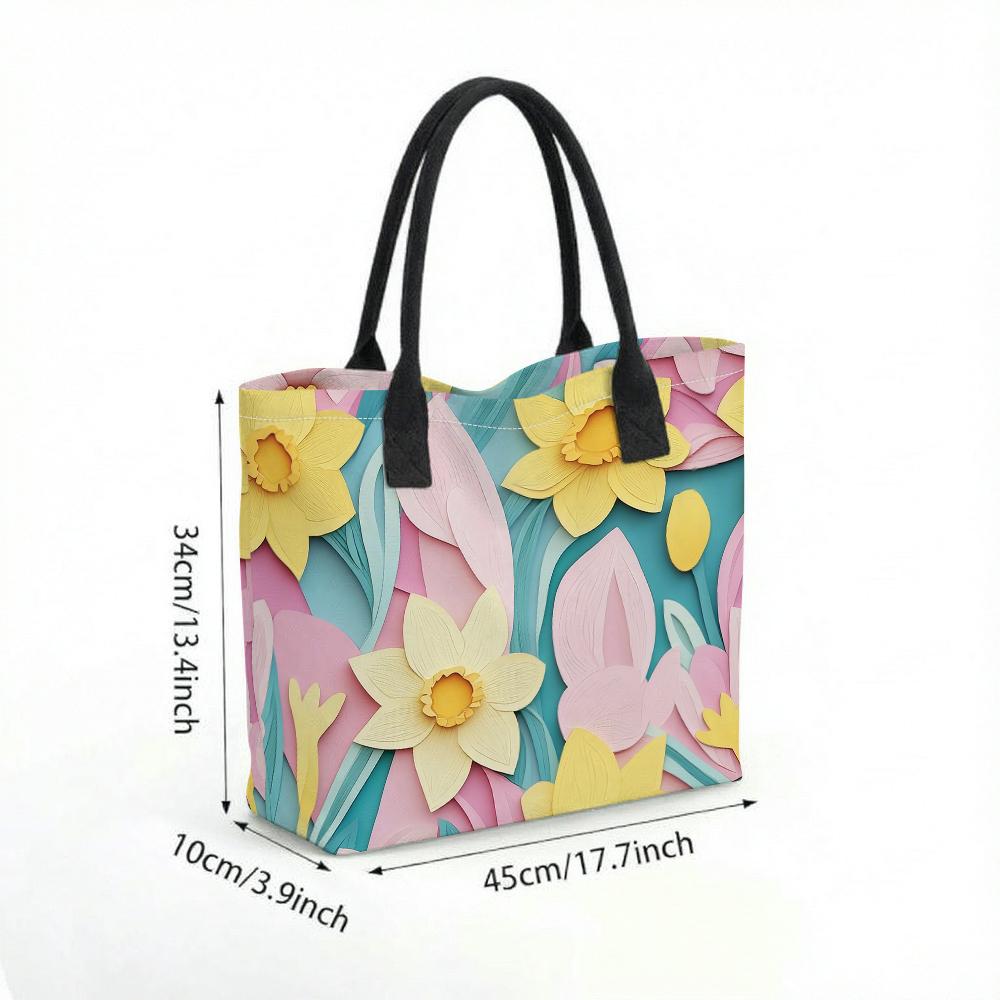 Floral Tote Bag Large Capacity Handbag for Daily Use
