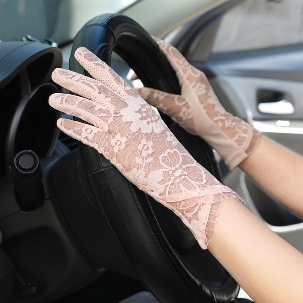 Thin Sunscreen Gloves Sun Protection Touch Screen Gloves Elegant Car Driving Mittens Outdoor