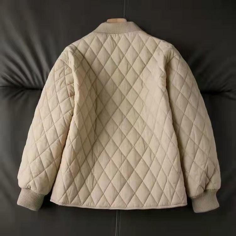 High-End Short Loose Long Sleeve Light Quilted Cotton Jacket Winter Solid Color Cotton-Padded Jacket Casual Plus Size Home Cotton Coat