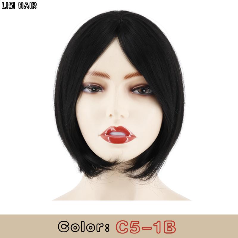 MISS WIG Синтетический короткий прямой парик-топпер на заколке для наращивания волос, натуральный пушистый топ, искусственная часть волос с челкой