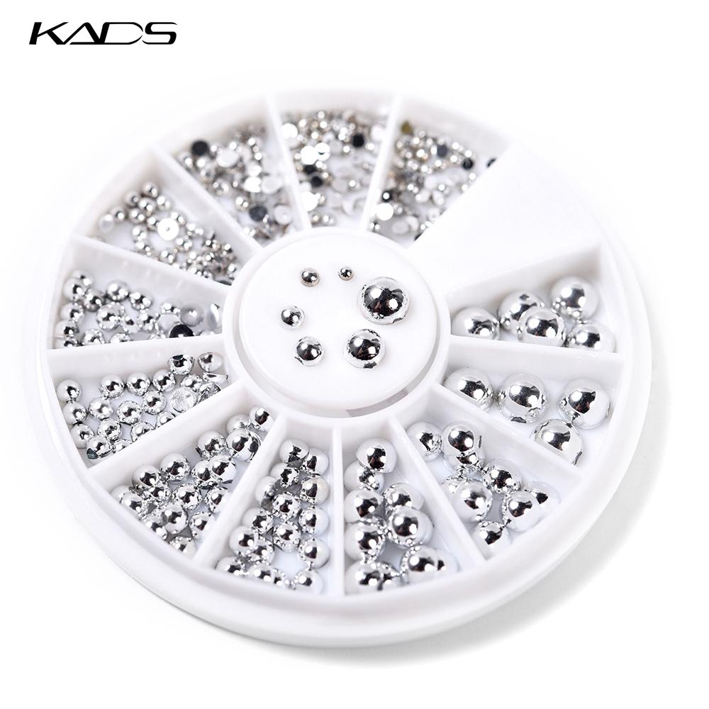 kads Украшение для ногтей с серебряным жемчугом, круглые украшения с плоским дном, полукруг, стразы для дизайна ногтей, стразы для ногтей
